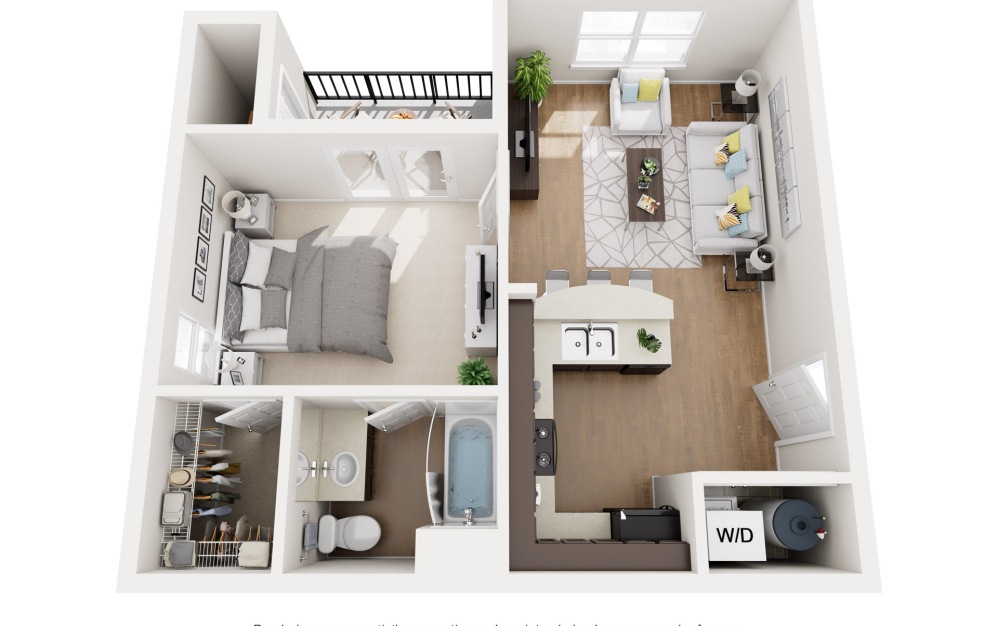 The Hetzler - 1 bedroom floorplan layout with 1 bathroom and 560 square feet The Hetzler - 1 bedroom floorplan layout with 1 bathroom and 560 square feet