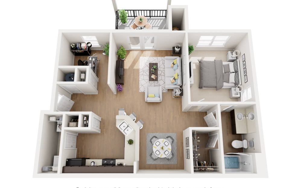 The Conner - 1 bedroom floorplan layout with 1 bathroom and 878 square feet The Conner - 1 bedroom floorplan layout with 1 bathroom and 878 square feet