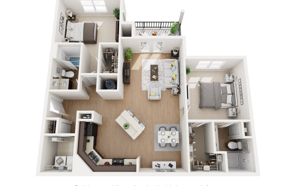 The Probasco - 2 bedroom floorplan layout with 2 bathrooms and 1152 square feet The Probasco - 2 bedroom floorplan layout with 2 bathrooms and 1152 square feet