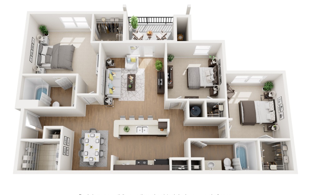 The Lupton - 3 bedroom floorplan layout with 2 bathrooms and 1352 square feet The Lupton - 3 bedroom floorplan layout with 2 bathrooms and 1352 square feet