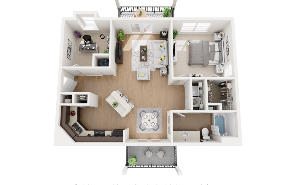 The Waling - 1 bedroom floorplan layout with 1 bathroom and 943 square feet